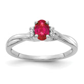 14k White Gold Diamond and Oval Ruby Ring